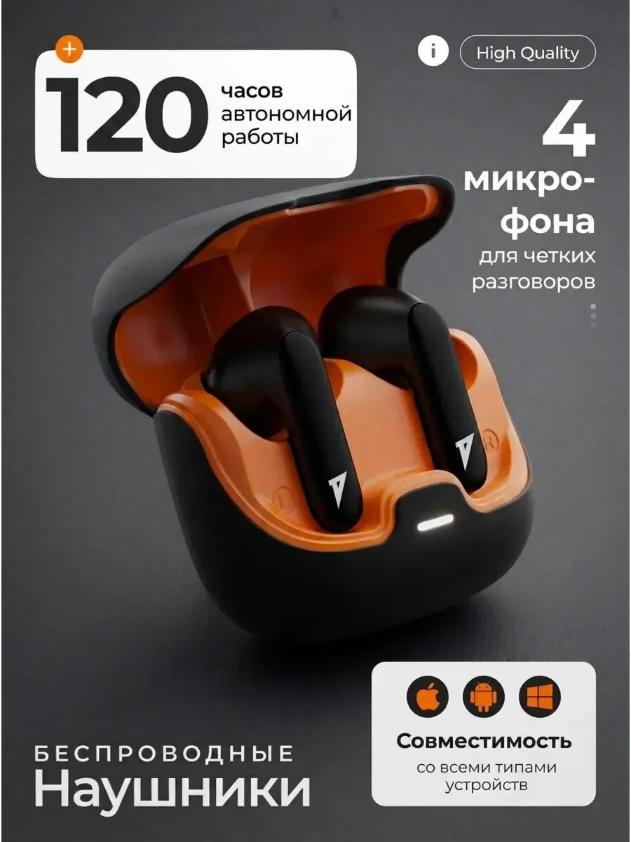 Наушники беспроводные с микрофоном для андроид и iphone