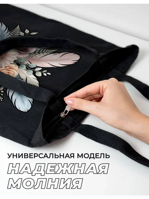 posuta Сумка шоппер на молнии с принтом цветы, вариант, фото 3