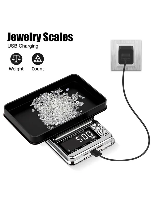 Ювелирные весы электронные 100 500г USB, 500 г, фото 2