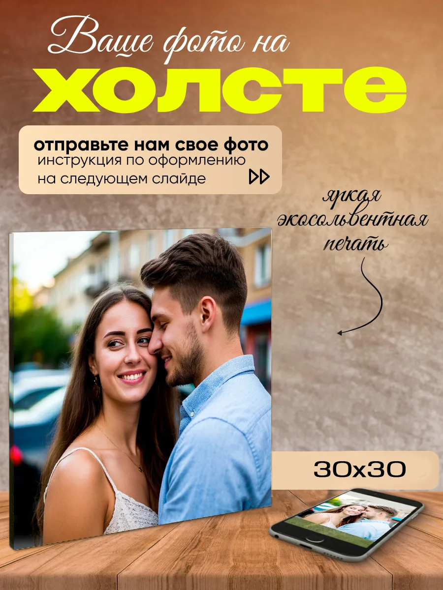Фото на холсте 30х30см