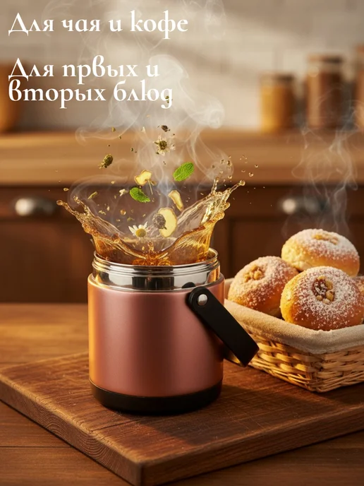 Shao Home Термос для еды и супа с широким горлом 1,3 л, 1,3 л, фото 2