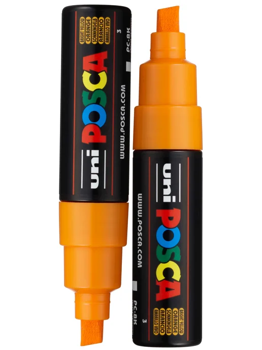 UNI Маркер POSCA PC-8K скошенный белый, оранжевый, фото 2