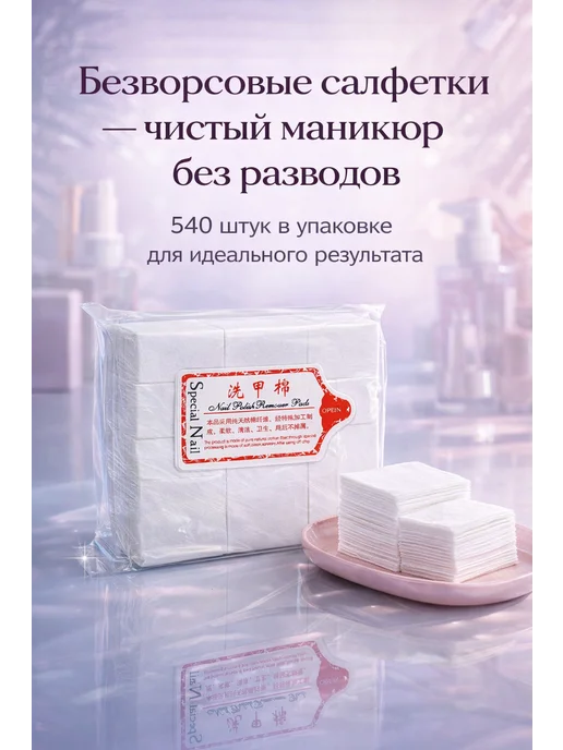 Камильчик Салфетки безворсовые для маникюра и снятия лака, белый