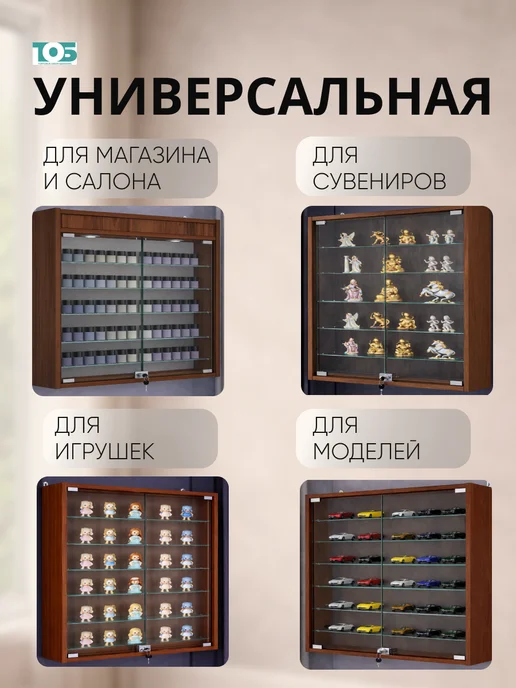 ТОБ.РУ Витрина настенная №1-5А с пятью полками, Орех, коричневый, фото 3