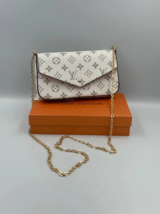 LOUIS VUITTON Сумка кросс-боди маленькая клатч 3 в 1 через плечо брендовая, белый, фото 2