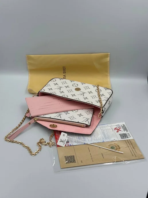 LOUIS VUITTON Сумка кросс-боди маленькая клатч 3 в 1 через плечо брендовая, белый, фото 3