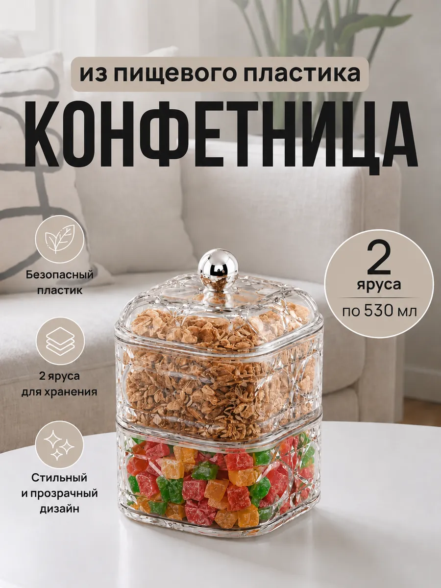 Конфетница с крышкой пластиковая