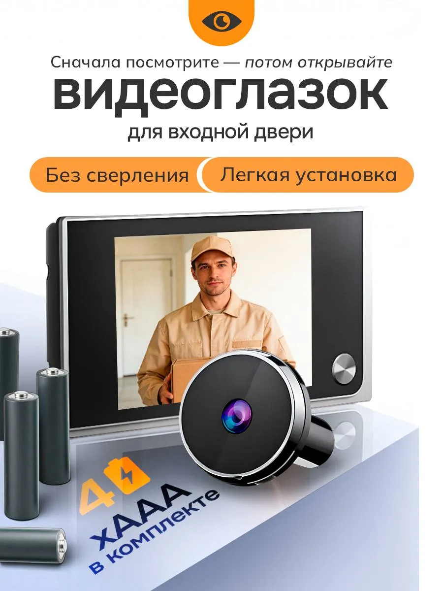 Видеоглазок для входной двери с монитором беспроводной