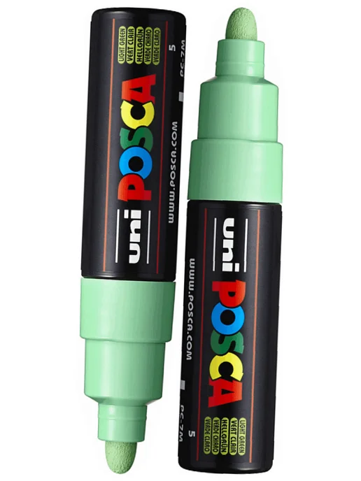 UNI Маркер POSCA PC-7M наконечник 4,5-5,5мм чёрный, зеленый, фото 2