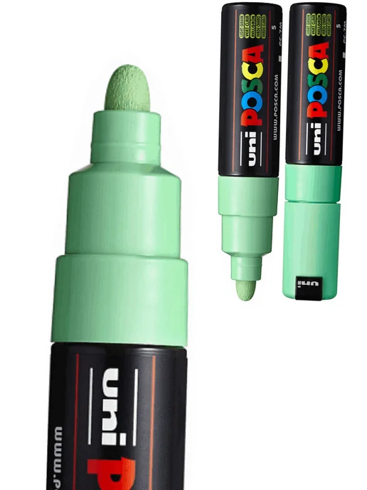 UNI Маркер POSCA PC-7M наконечник 4,5-5,5мм чёрный, зеленый, фото 3