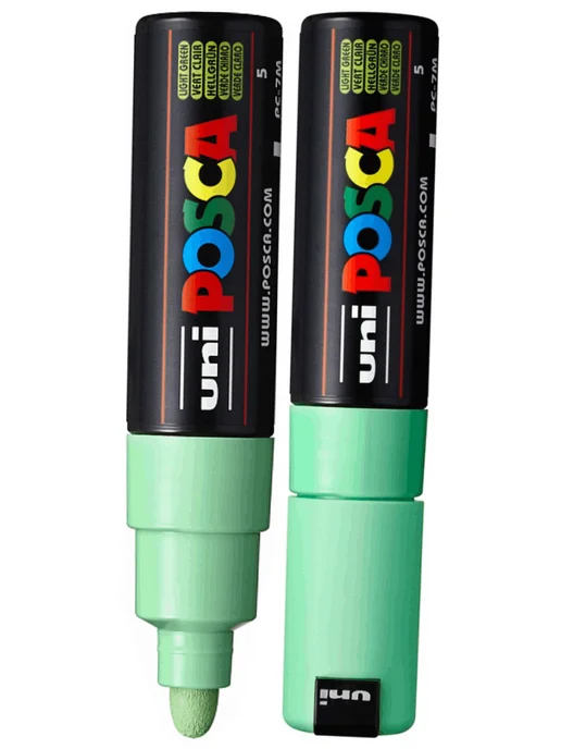 UNI Маркер POSCA PC-7M наконечник 4,5-5,5мм чёрный, зеленый, фото 4