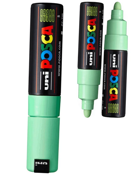 UNI Маркер POSCA PC-7M наконечник 4,5-5,5мм чёрный, зеленый, фото 5