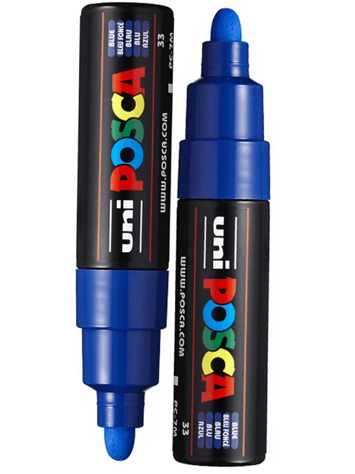 UNI Маркер POSCA PC-7M наконечник 4,5-5,5мм чёрный, синий, фото 2