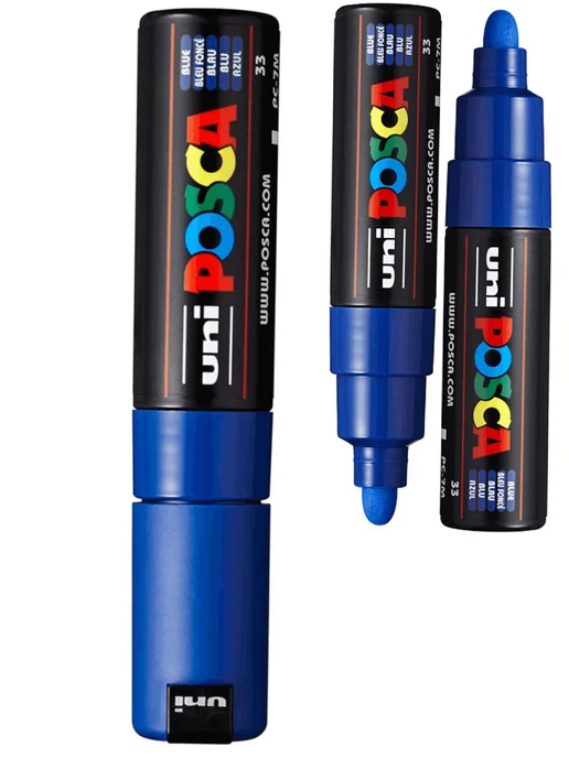 UNI Маркер POSCA PC-7M наконечник 4,5-5,5мм чёрный, синий, фото 5