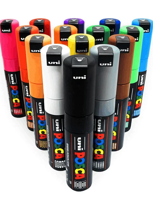 UNI Маркер POSCA PC-7M наконечник 4,5-5,5мм чёрный, синий, фото 7