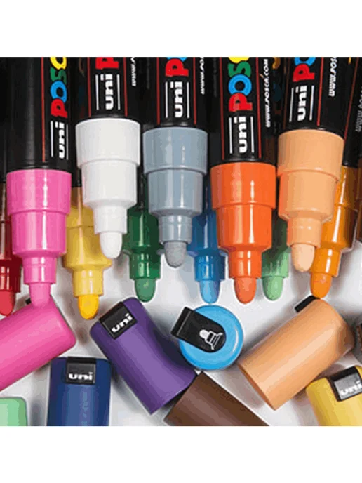 UNI Маркер POSCA PC-7M наконечник 4,5-5,5мм чёрный, синий, фото 8