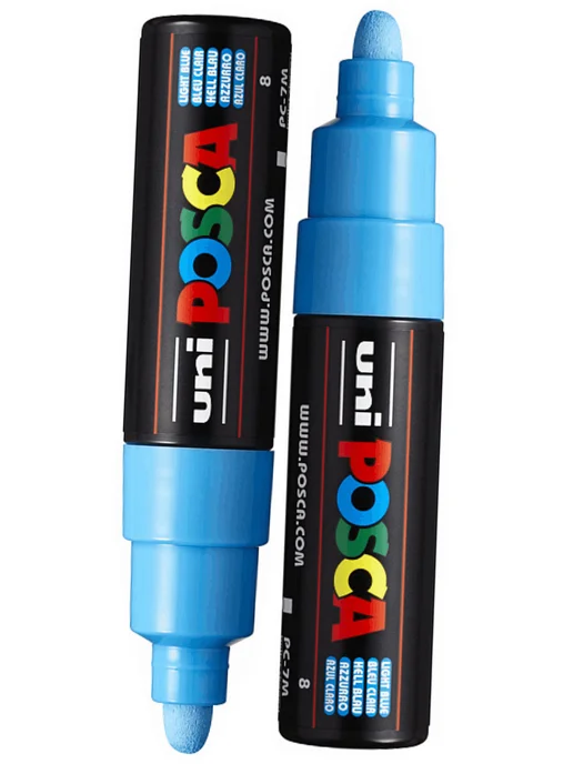 UNI Маркер POSCA PC-7M наконечник 4,5-5,5мм чёрный, голубой, фото 2