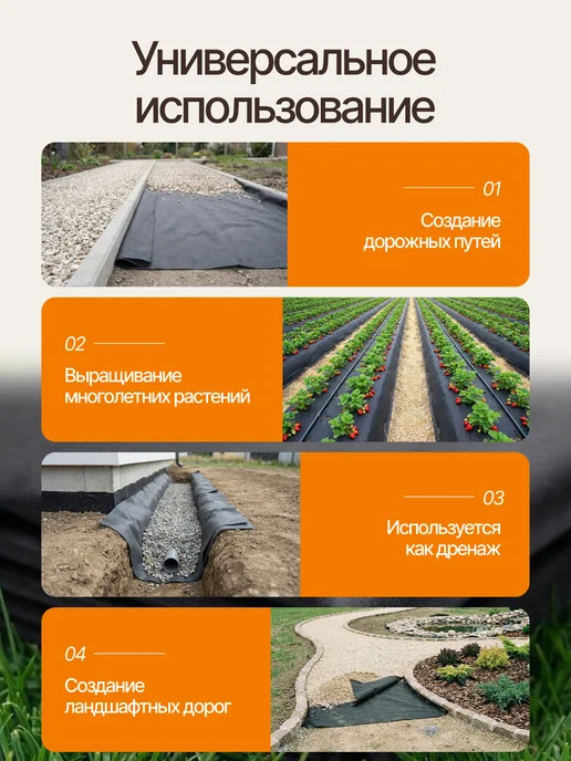 Геотекстиль черный 300 (40м2), черный, фото 2