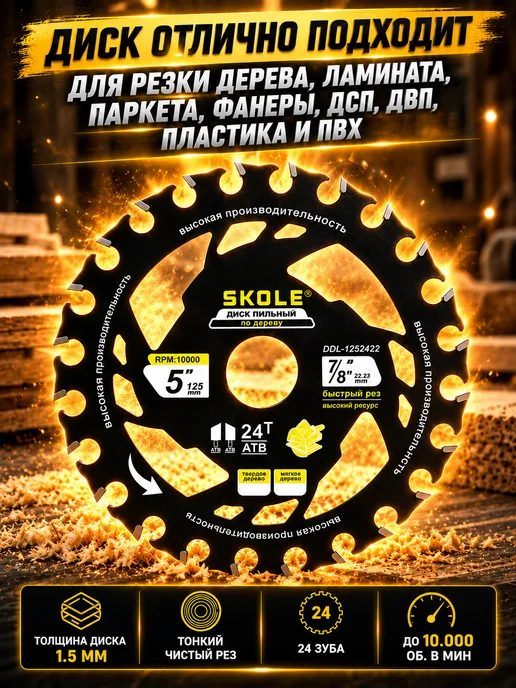 Reli Ware Tools Диск пильный универсальный для УШМ 125 мм 24 зуба, черный, фото 2