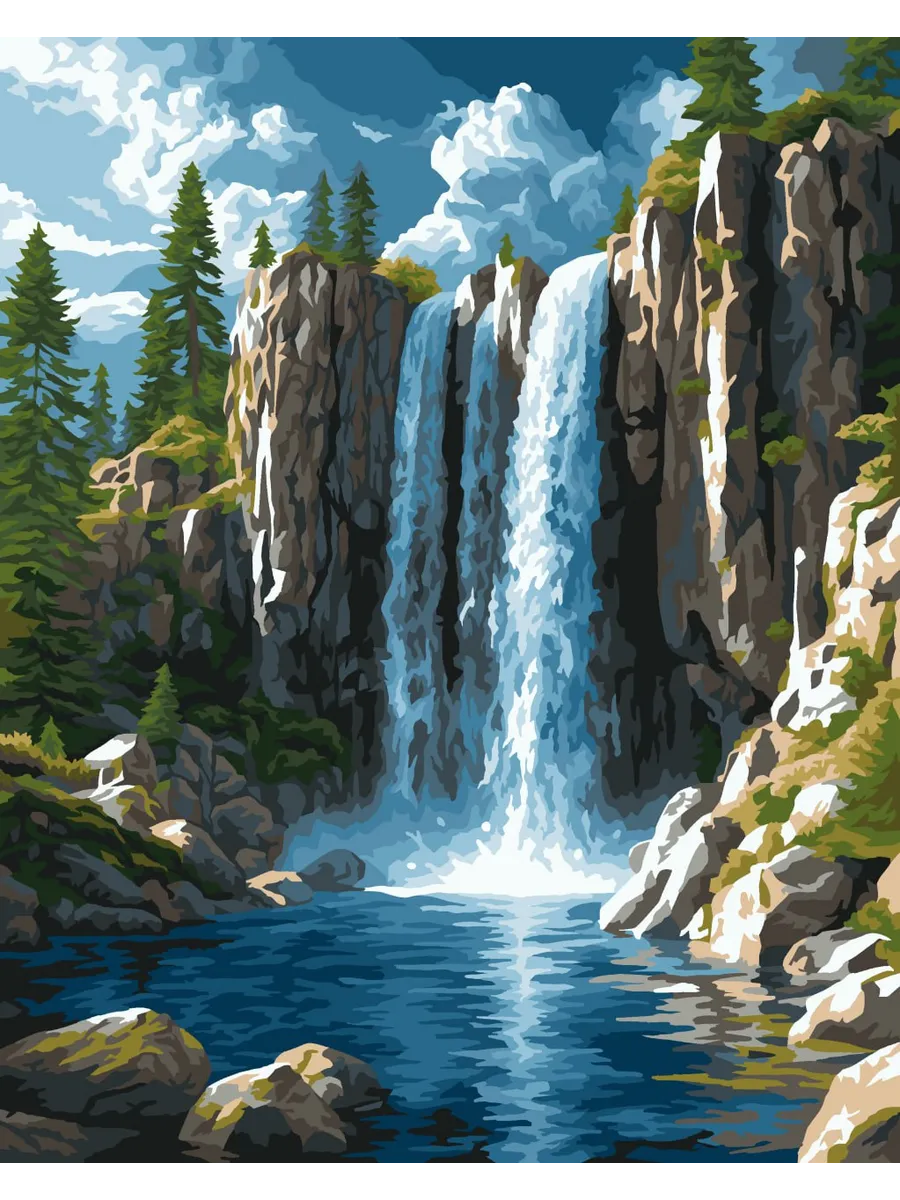 Картина по номерам 50*40 Водопад