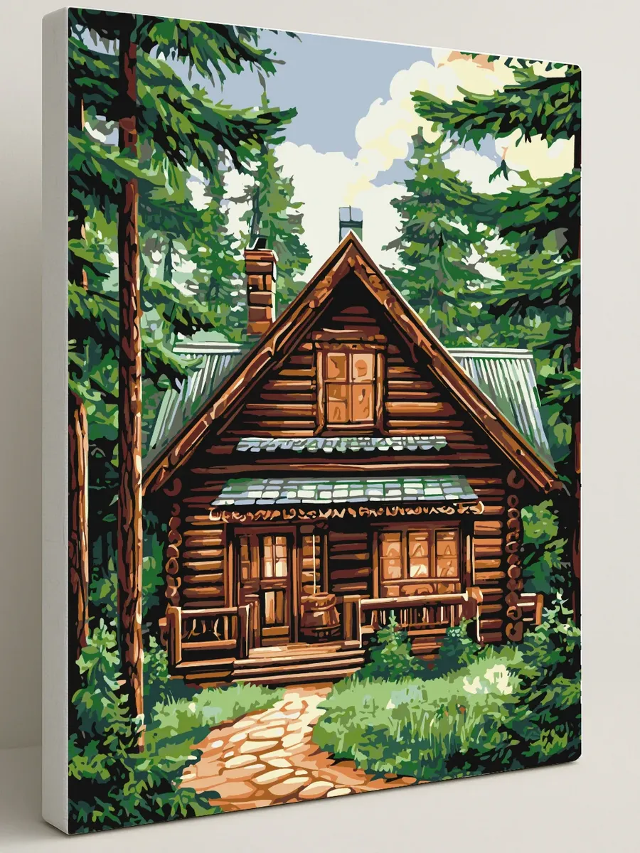 Картина по номерам - Деревянная русская изба — 40×50 см