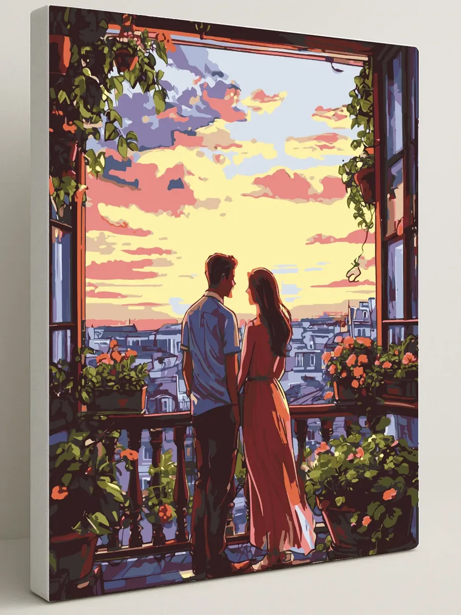 Картина по номерам - Вечерний танец герани — 40×50 см