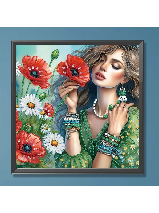 5D DIY Частичная алмазная мозаика Цветы 30x30см для декора, 30x30 см, фото 2