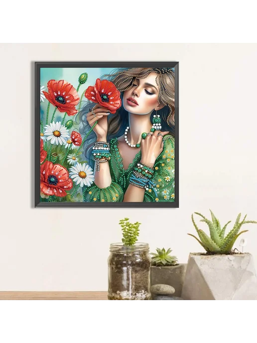 5D DIY Частичная алмазная мозаика Цветы 30x30см для декора, 30x30 см, фото 3