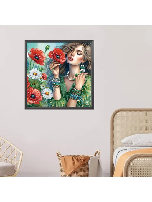 5D DIY Частичная алмазная мозаика Цветы 30x30см для декора, 30x30 см, фото 4