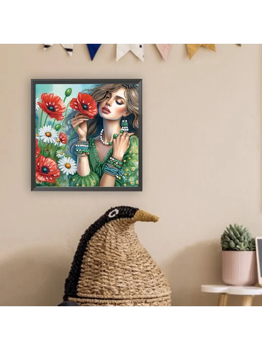 5D DIY Частичная алмазная мозаика Цветы 30x30см для декора, 30x30 см, фото 5