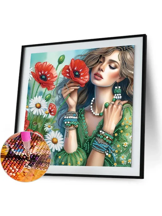 5D DIY Частичная алмазная мозаика Цветы 30x30см для декора, 30x30 см, фото 6