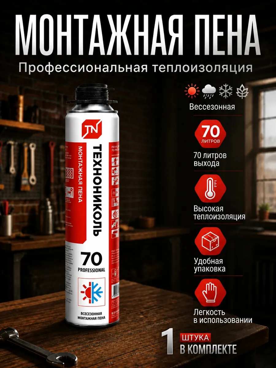 Пена монтажная Технониколь 70 профессиональная под пистолет