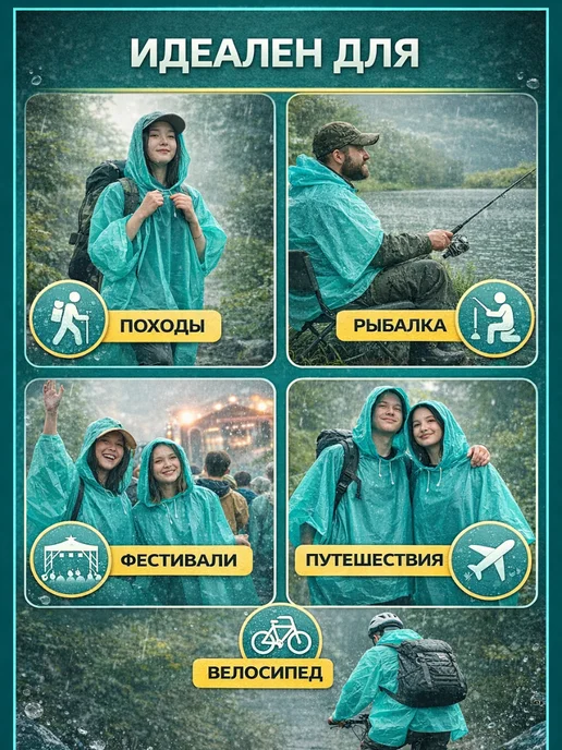 всё моё Дождевик защита от дождя и ветра, голубой, фото 2