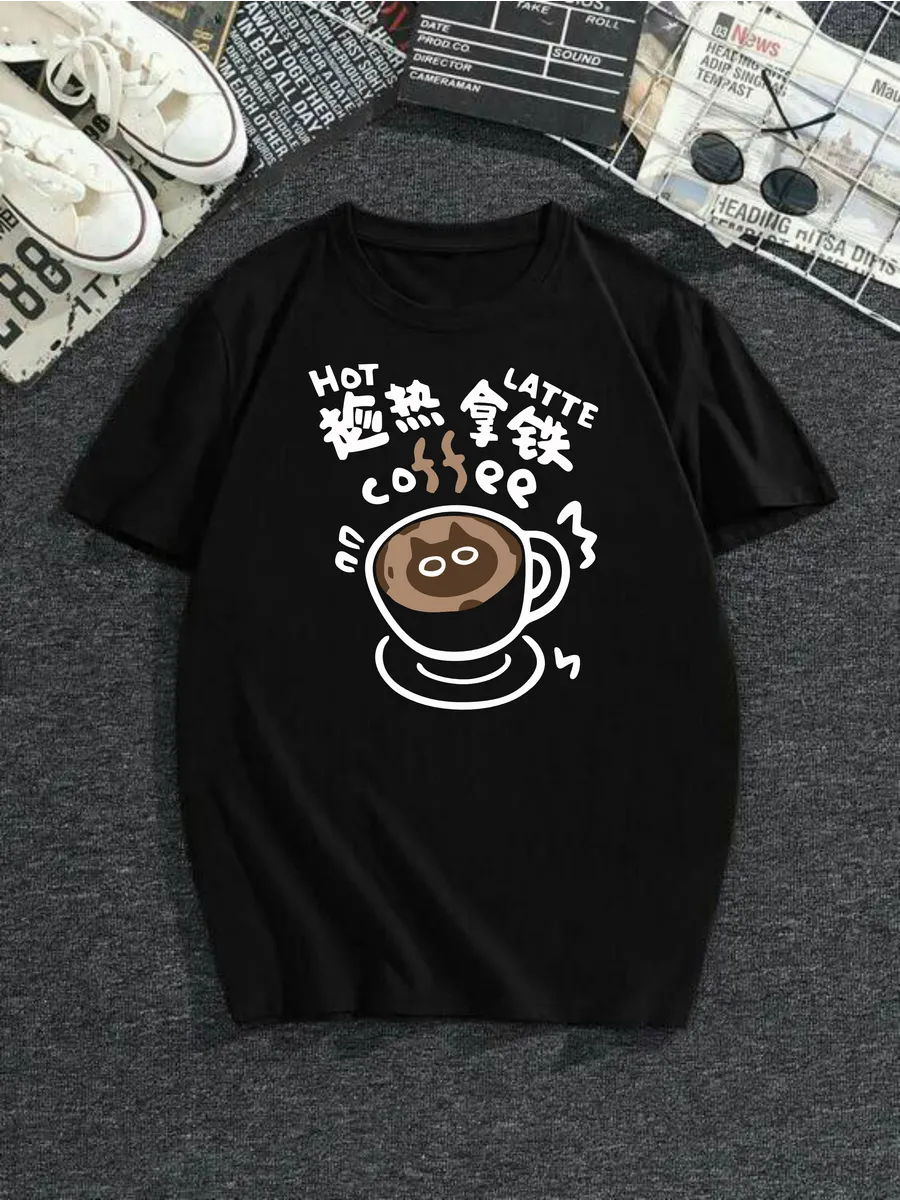 Футболка черная чашка кофе