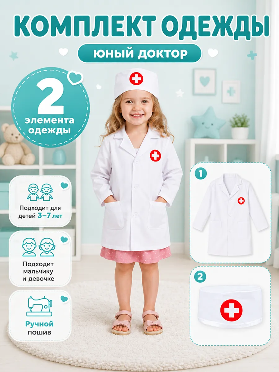 Костюм врача детский игровой комплект одежды медика