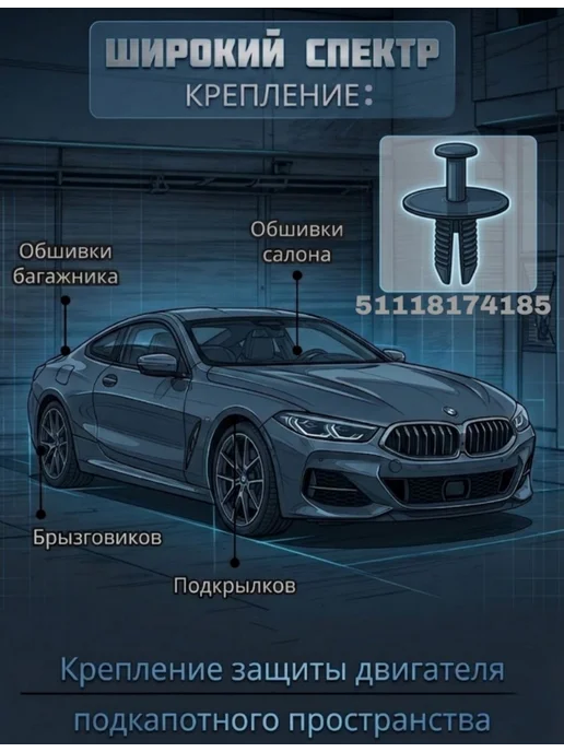 Автомобильный крепеж клипсы заклепки для BMW, 10 шт, фото 3