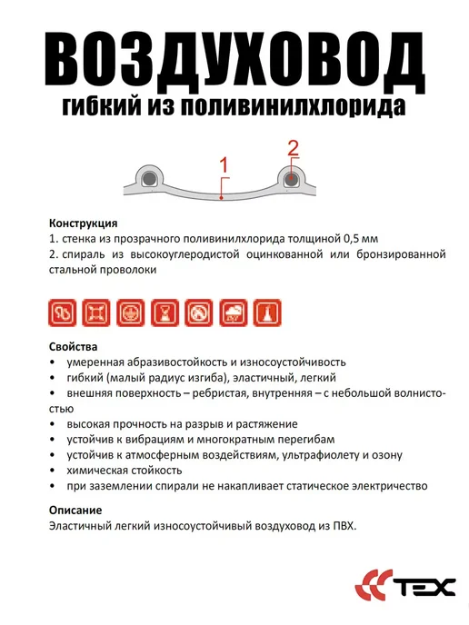 Завод ТЕХ Воздуховод из поливинилхлорида ПВХ 100мм (5 метров), 3 м, фото 4