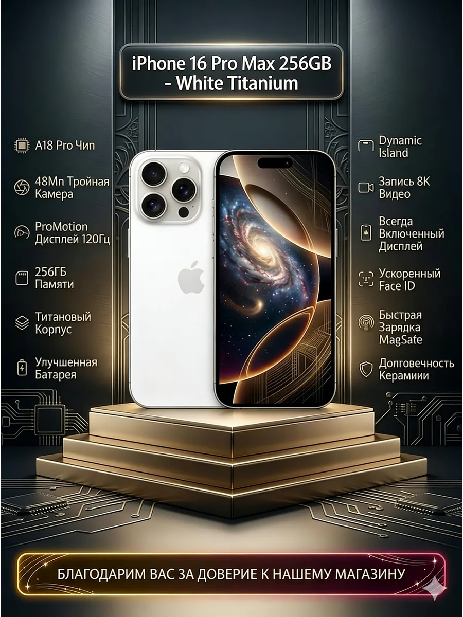 Apple Смартфон iPhone 16 Pro Max 256 Gb White Titanium
