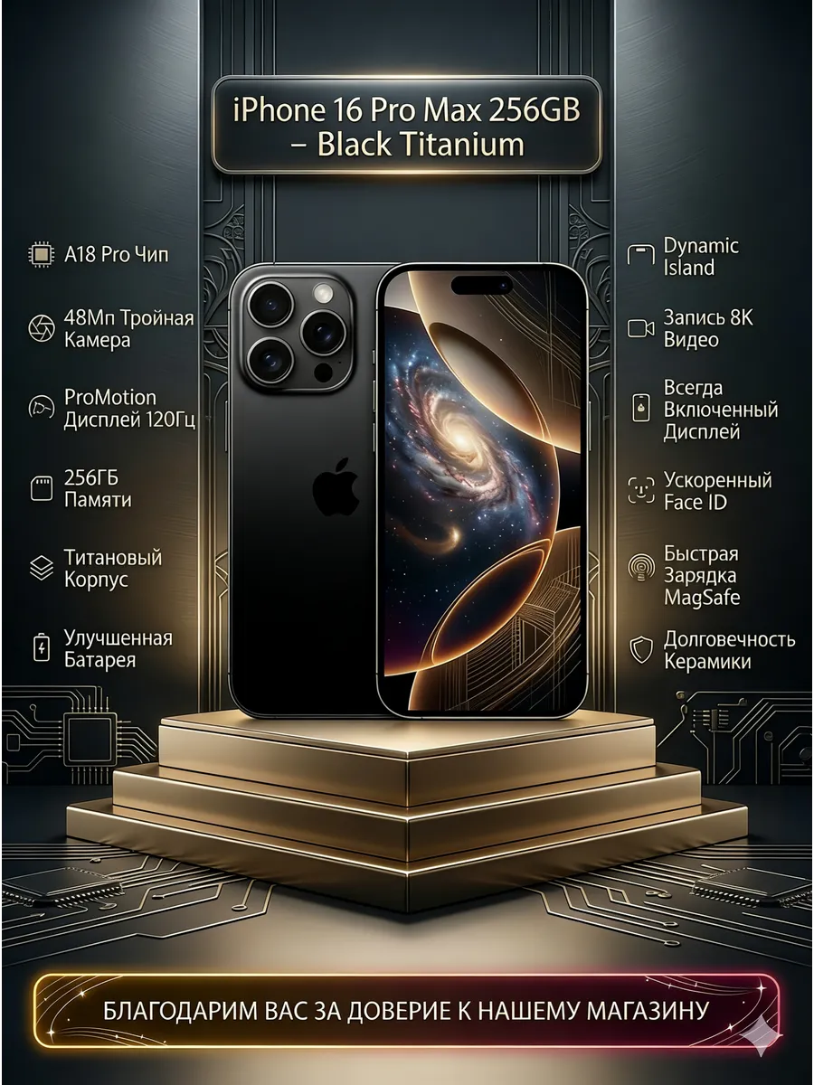 Apple Смартфон iPhone 16 Pro Max 256 Gb Black Titanium