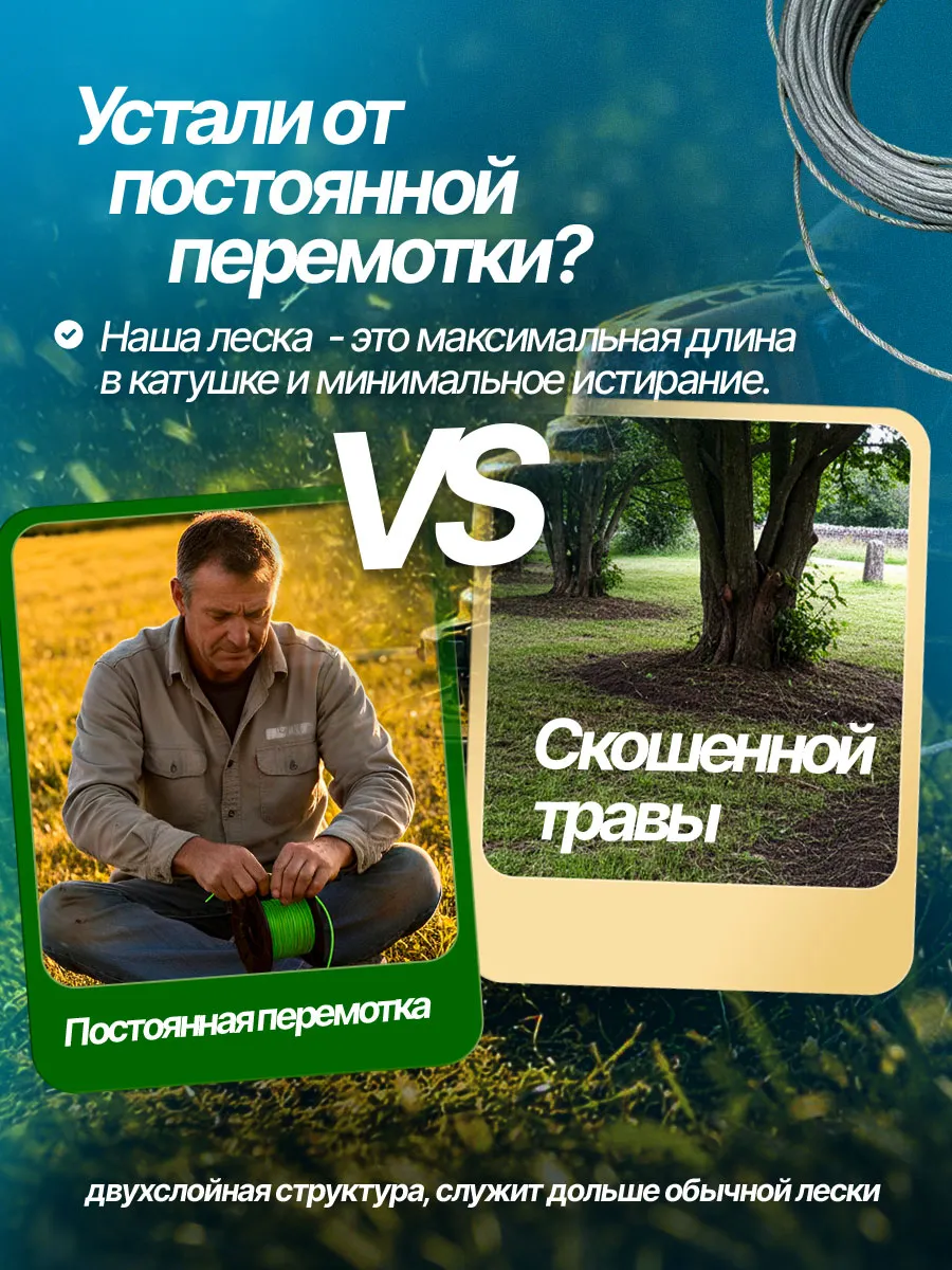 Леска для триммера 3мм витой квадрат с сердечником — фото 3