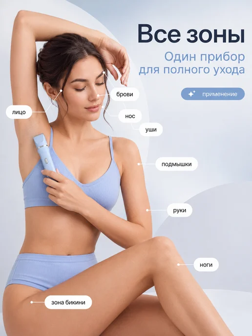 pritech триммер для интимной зоны женский, синий, фото 5