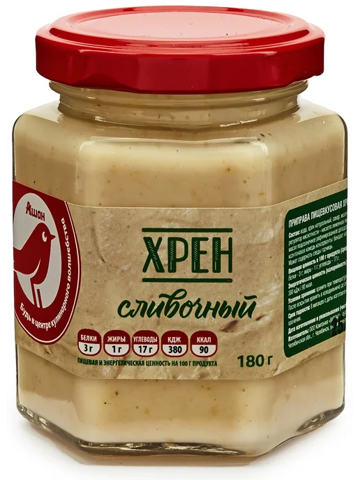 Хрен сливочный АШАН Красная птица, 180 г, 180 г
