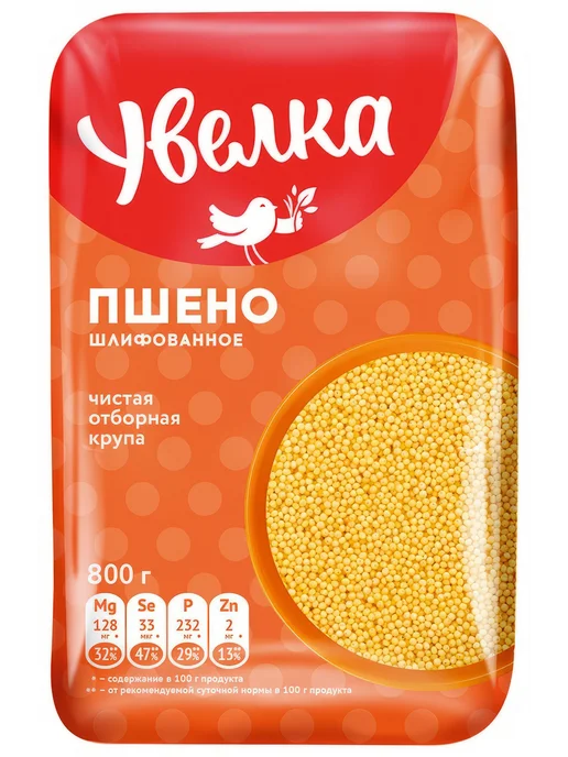 Пшено шлифованное Увелка, 800 г, 800 г, фото 2