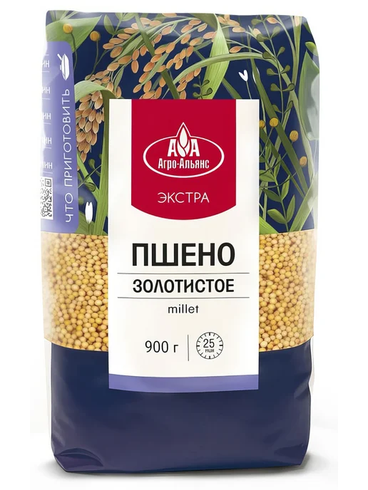 Пшено Агро-Альянс Золотистое экстра, 900 г, 900 г, фото 2