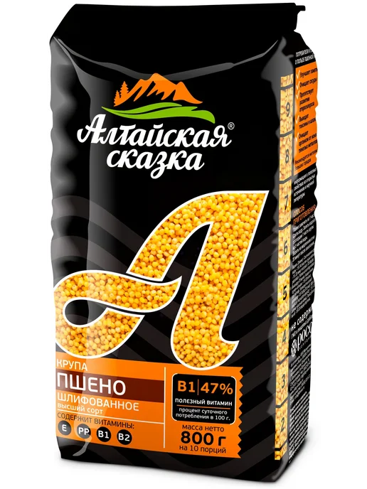 Пшено Алтайская Сказка шлифованное, 800 г, 800 г