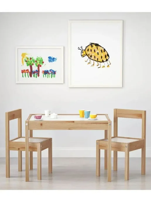 IKEA Комплект детской мебели (стол и 2 стула), Корпи, коричневый