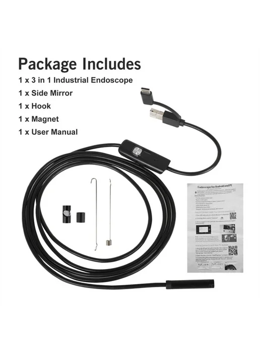Эндоскоп 5.5мм 6LED USB Type-C 1шт, 1 шт, фото 8