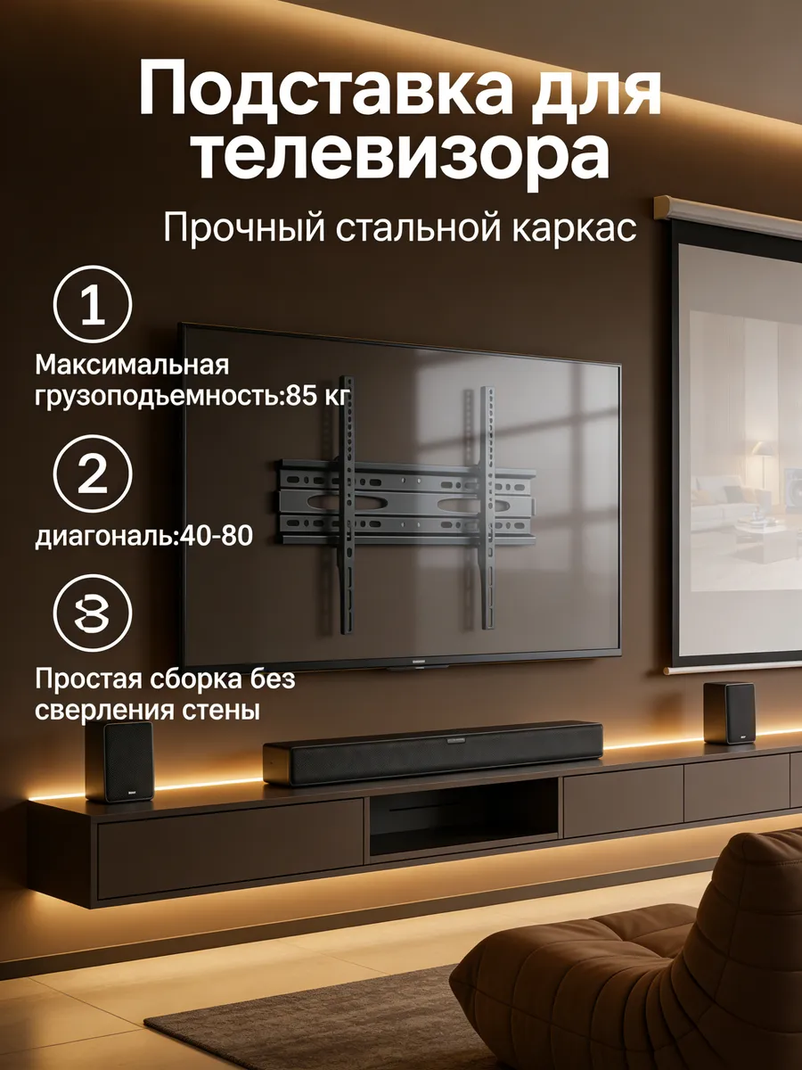 Кронштейн для телевизора настольный, быстрый монтаж