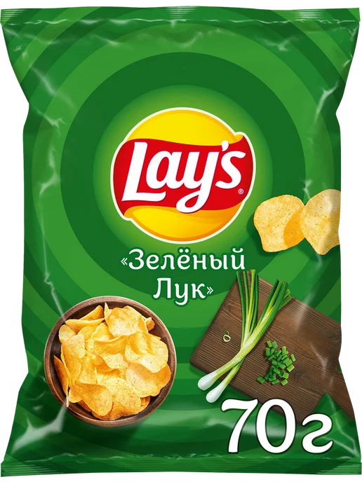 Lay's Чипсы картофельные со вкусом молодого зеленого лука, 3х70г, 3x70, фото 2