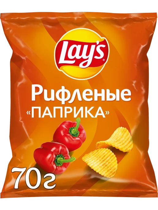 Lay's Чипсы картофельные рифленые со вкусом паприки, 70г x 6, 70 г, фото 2